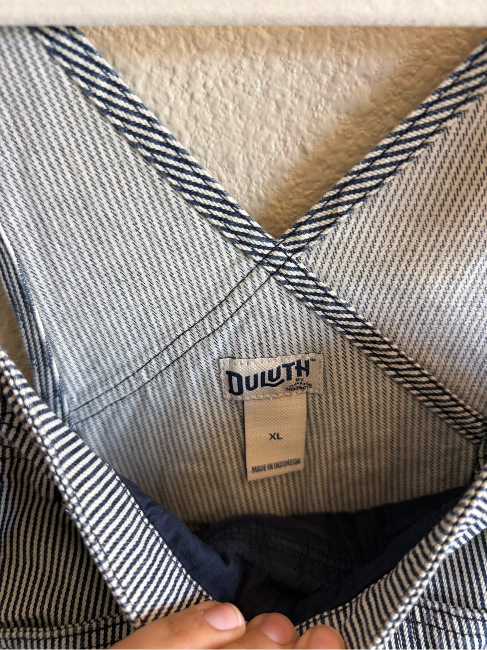 Duluth Trading Co Short Overalls Denim Blue & White Striped Utility Size XL - Picture 4 of 8